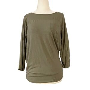 Chicos Collection Women’s Kylie 3/4 Top Shirt Green Fatigue Size 0